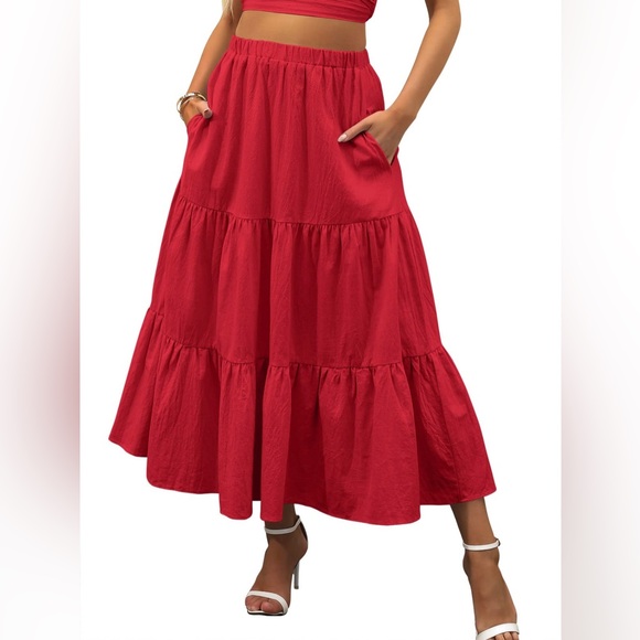 Skirts Nwt Anrabess Long Tiered Boho Skirt With Pockets Size M Poshmark